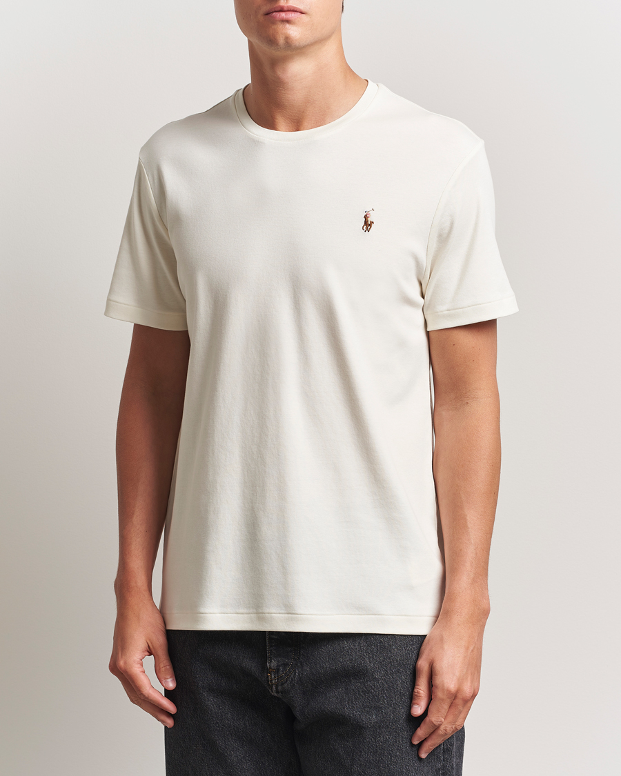 Men | T-Shirts | Polo Ralph Lauren | Luxury Pima Cotton Crew Neck T-Shirt Pale Cream