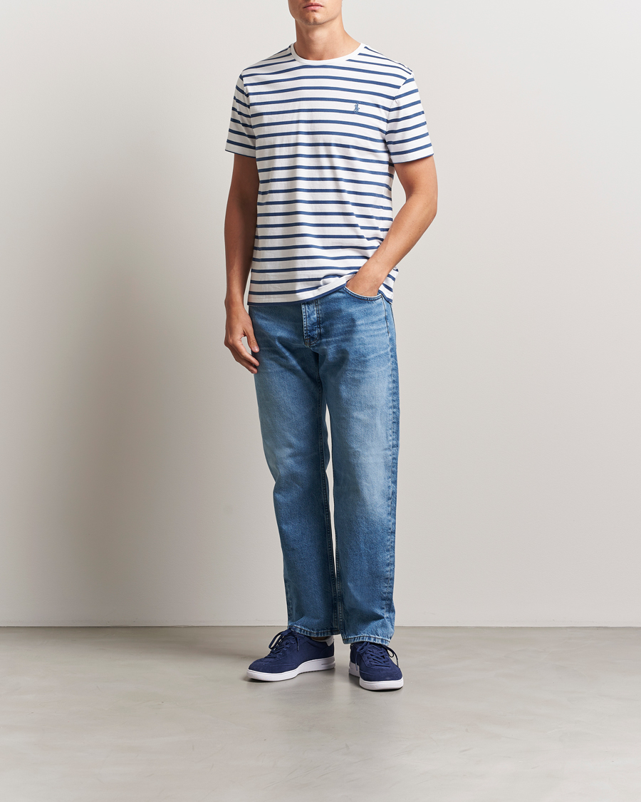 Men | T-Shirts | Polo Ralph Lauren | Custom Slim Fit Striped Tee White/Old Royal