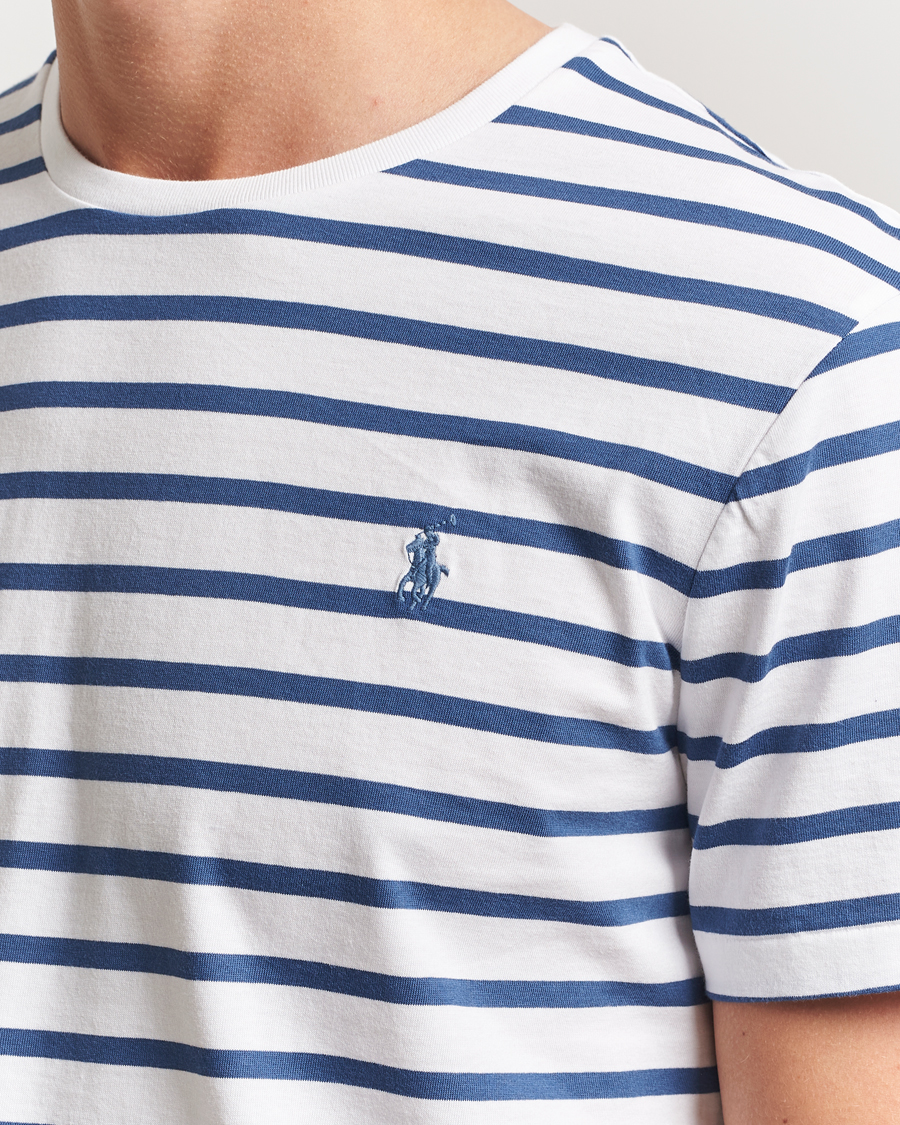 Men | T-Shirts | Polo Ralph Lauren | Custom Slim Fit Striped Tee White/Old Royal