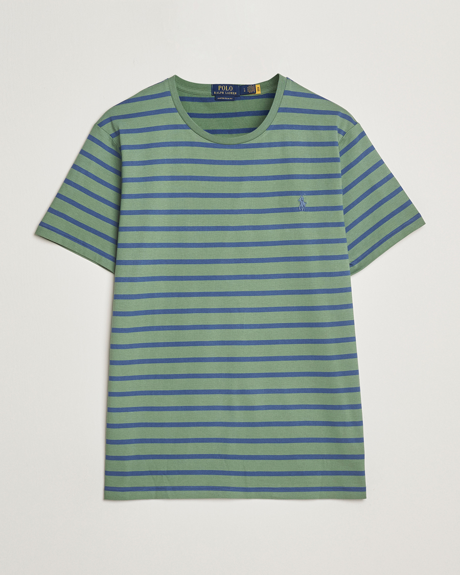Men | T-Shirts | Polo Ralph Lauren | Custom Slim Fit Striped Tee Green/Old Royal