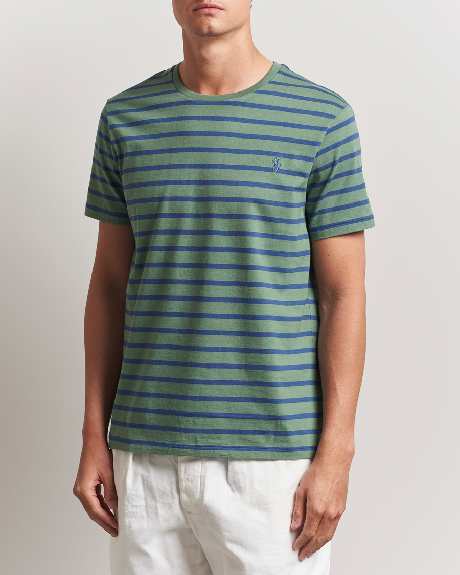 Men | T-Shirts | Polo Ralph Lauren | Custom Slim Fit Striped Tee Green/Old Royal