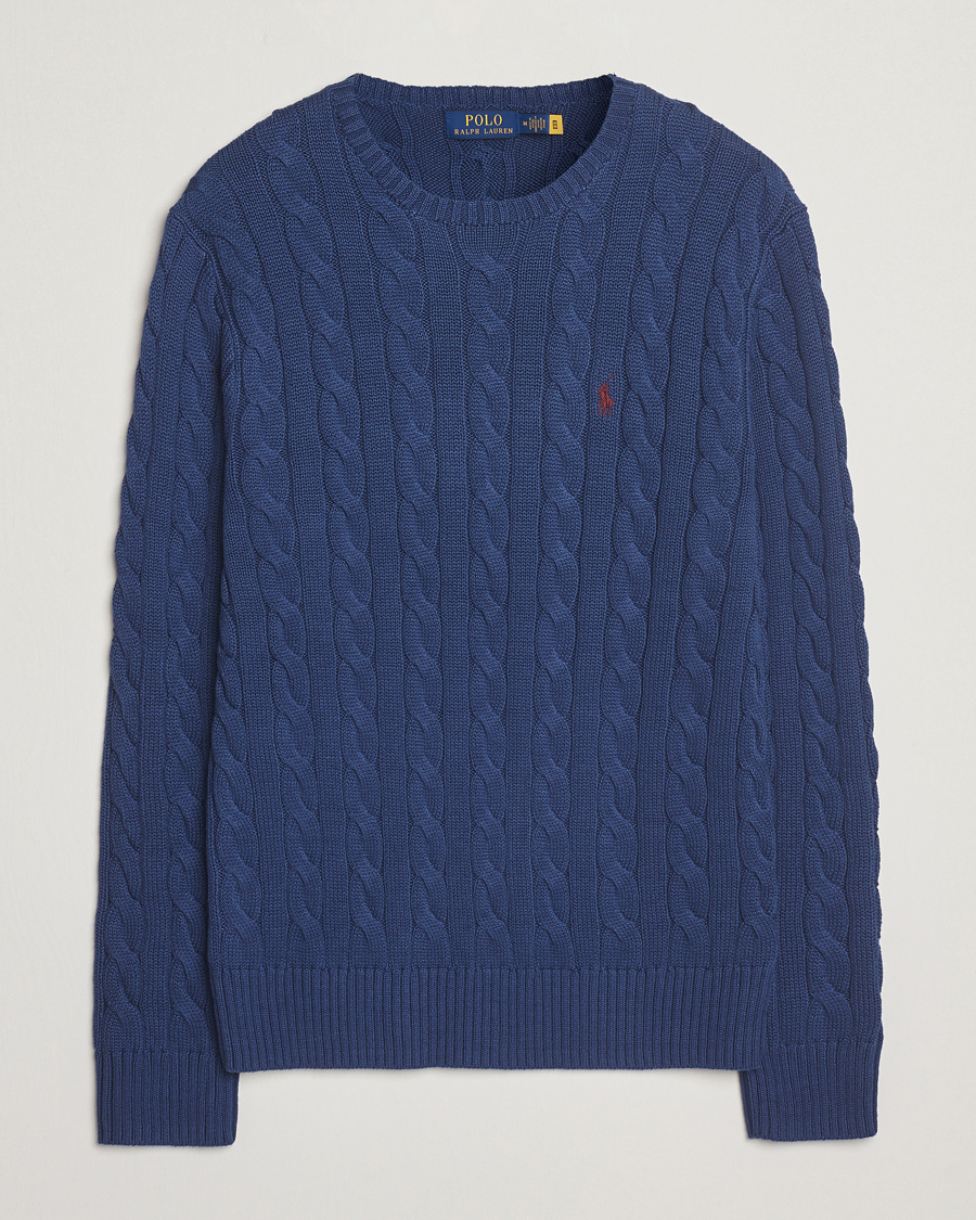 Men | Sweaters & Knitwear | Polo Ralph Lauren | Cotton Cable Pullover Light Navy