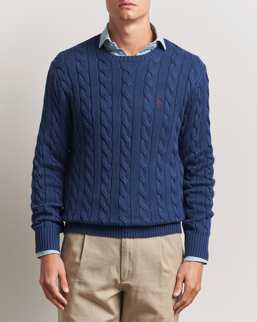 Men | Sweaters & Knitwear | Polo Ralph Lauren | Cotton Cable Pullover Light Navy