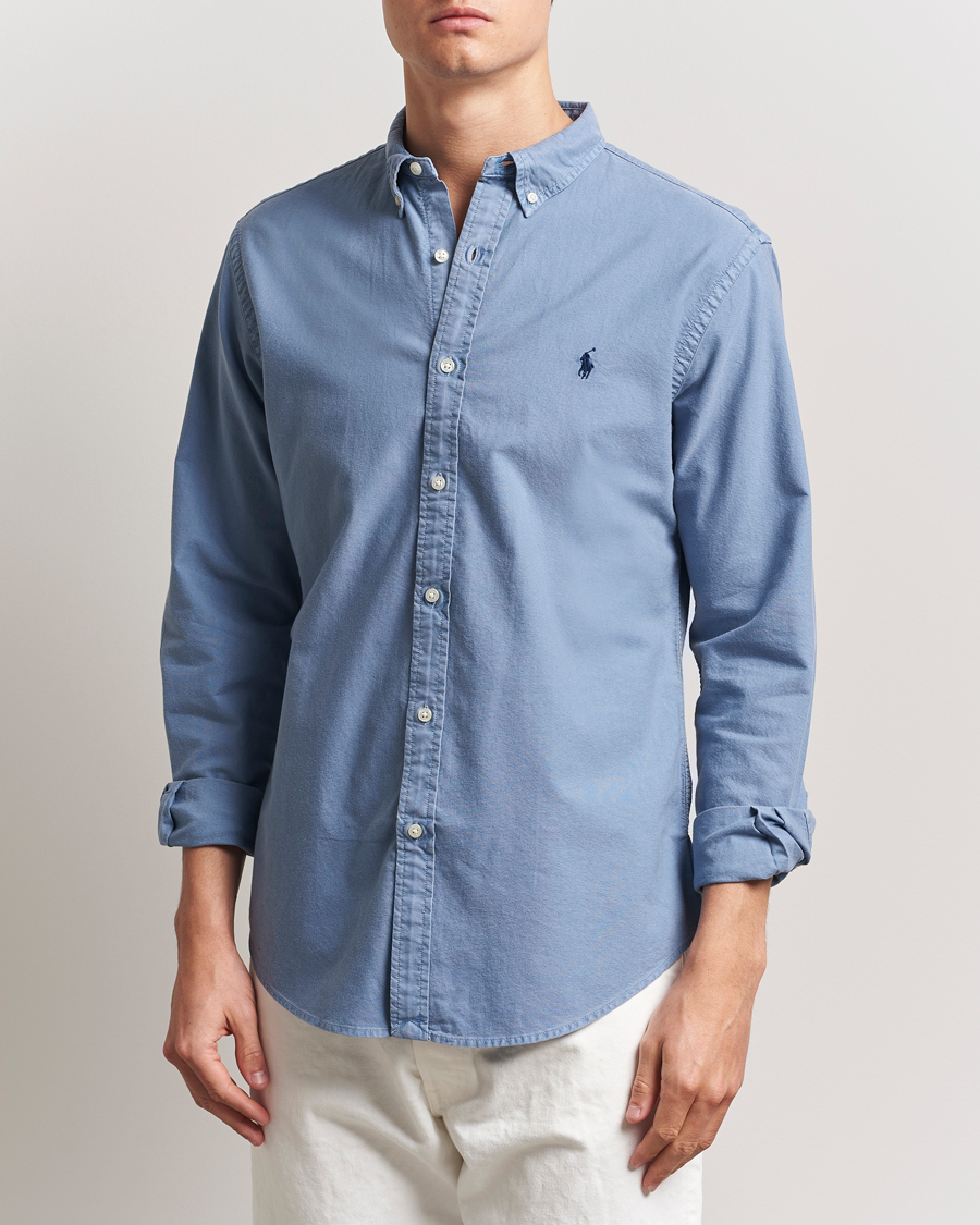 Men | Shirts | Polo Ralph Lauren | Slim Fit Garment Dyed Oxford Shirt Channel Blue