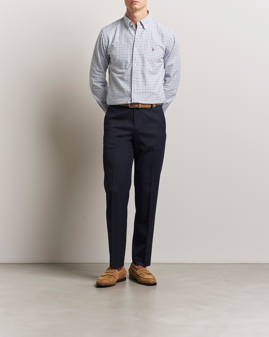 Men | Shirts | Polo Ralph Lauren | Custom Fit Checked Oxford Shirt White/Blue Multi