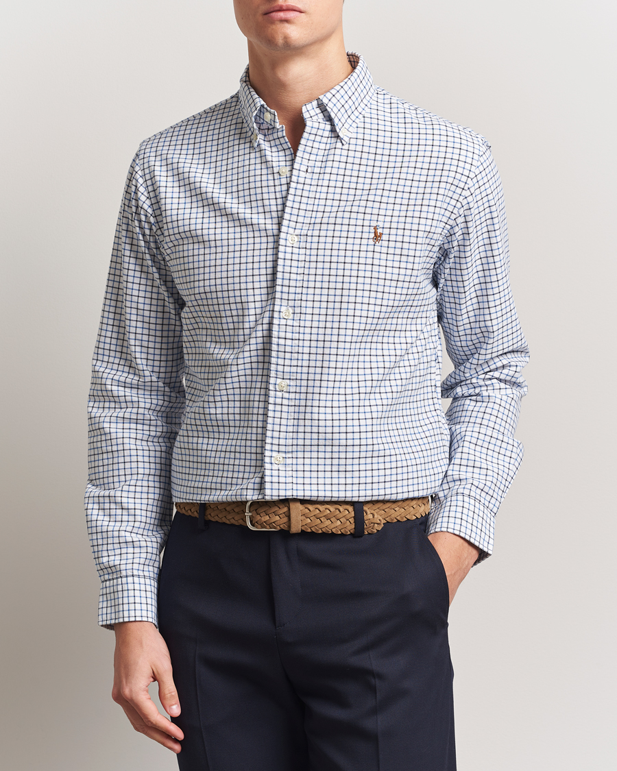 Men | Shirts | Polo Ralph Lauren | Custom Fit Checked Oxford Shirt White/Blue Multi