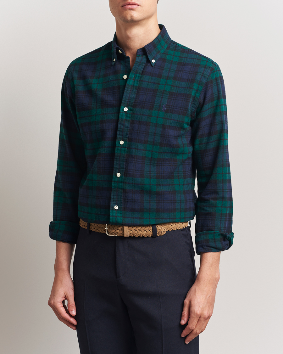 Men | Shirts | Polo Ralph Lauren | Custom Fit Checked Oxford Shirt Navy/Green Multi