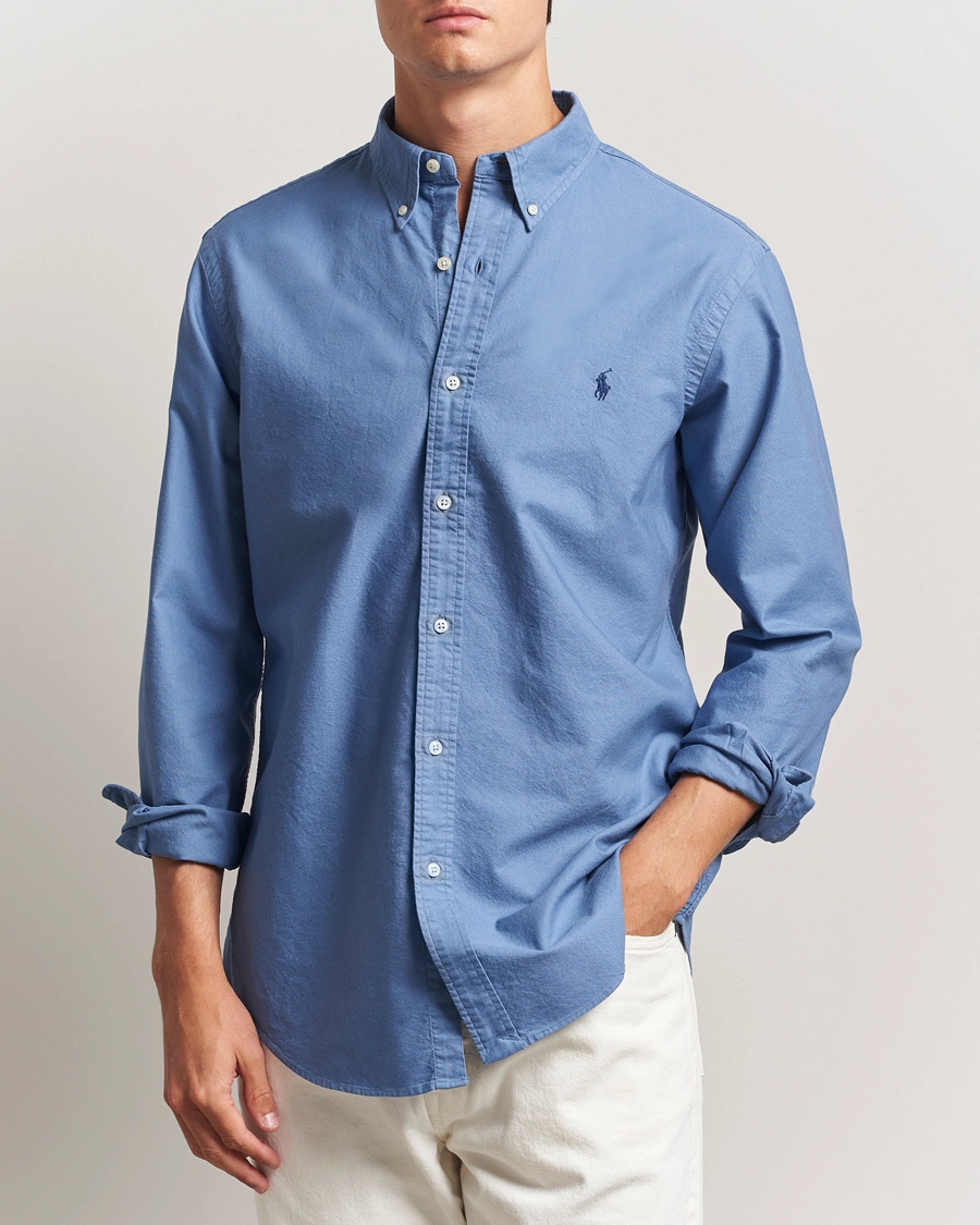 Men | Shirts | Polo Ralph Lauren | Custom Fit Oxford Shirt Bastille Blue