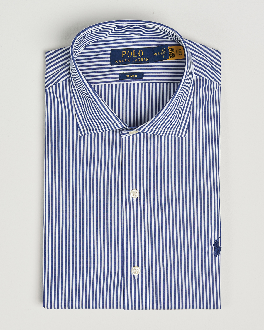 Men | Shirts | Polo Ralph Lauren | Slim Fit Stripe Dress Shirt Royal/White