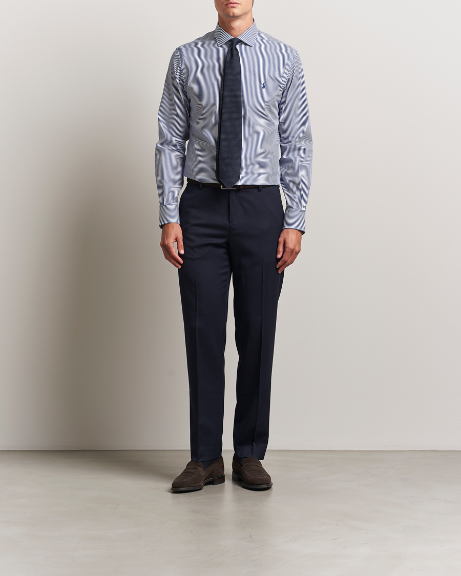 Men | Shirts | Polo Ralph Lauren | Slim Fit Stripe Dress Shirt Royal/White