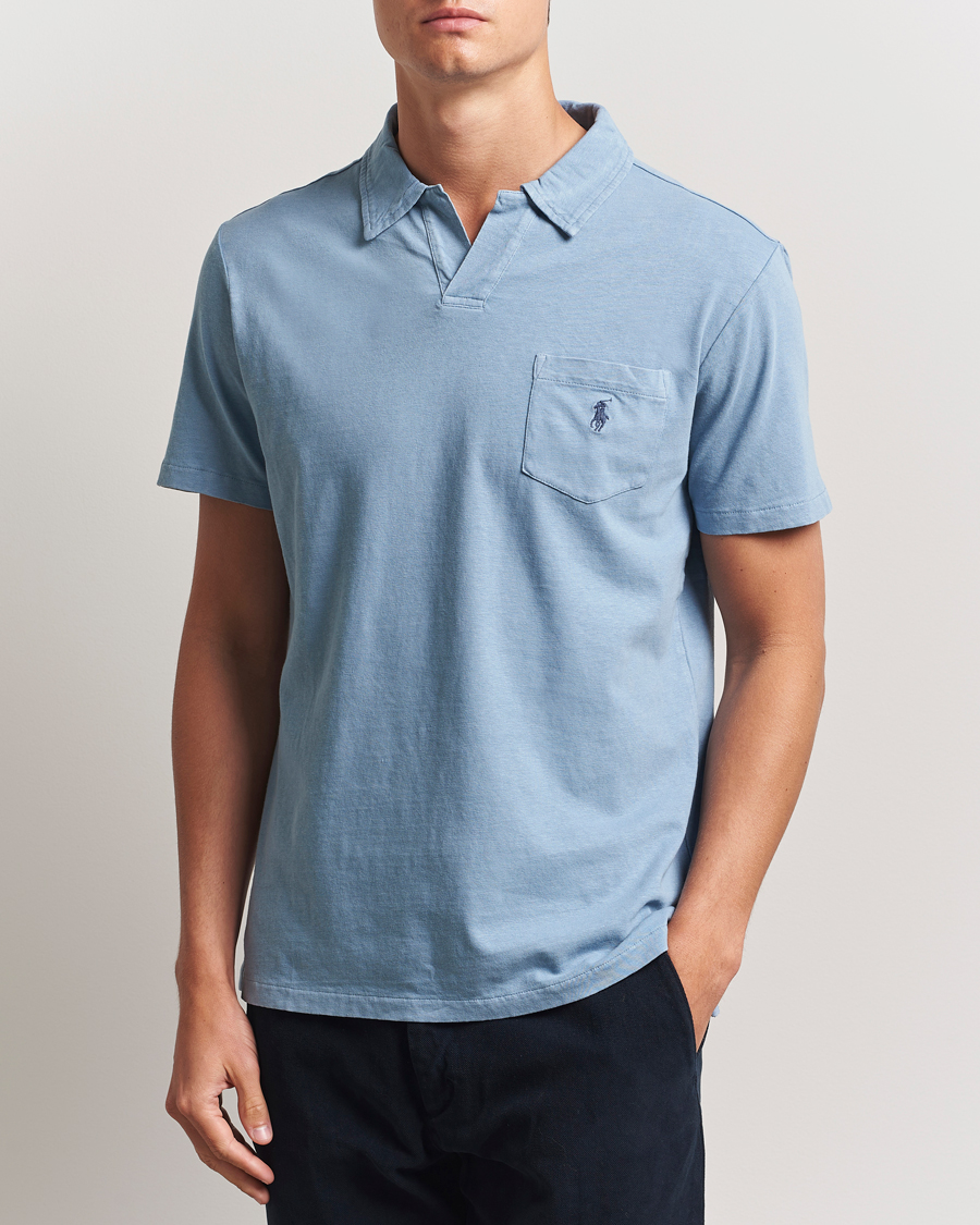 Men | Polo Shirts | Polo Ralph Lauren | Johnny Cotton/Linen Polo Channel Blue