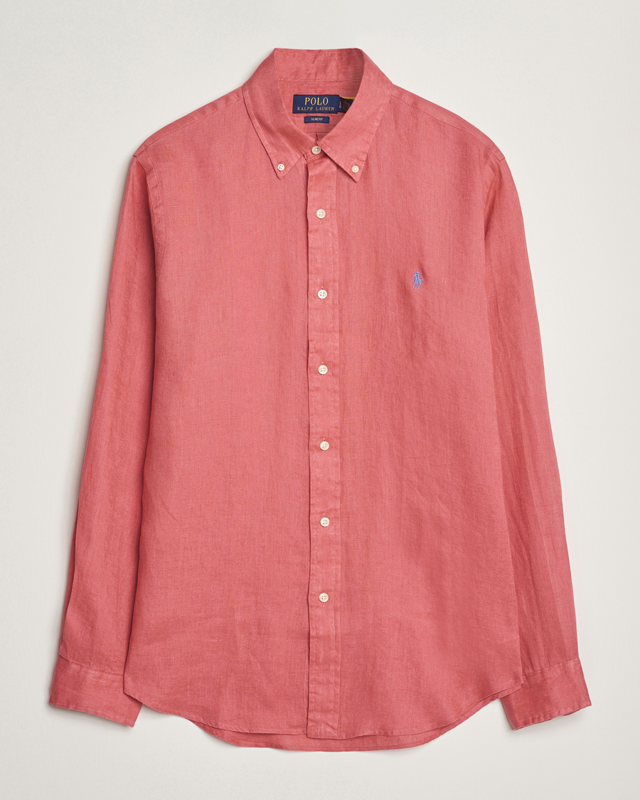 Men | Shirts | Polo Ralph Lauren | Slim Fit Linen Shirt Adirondack Berry