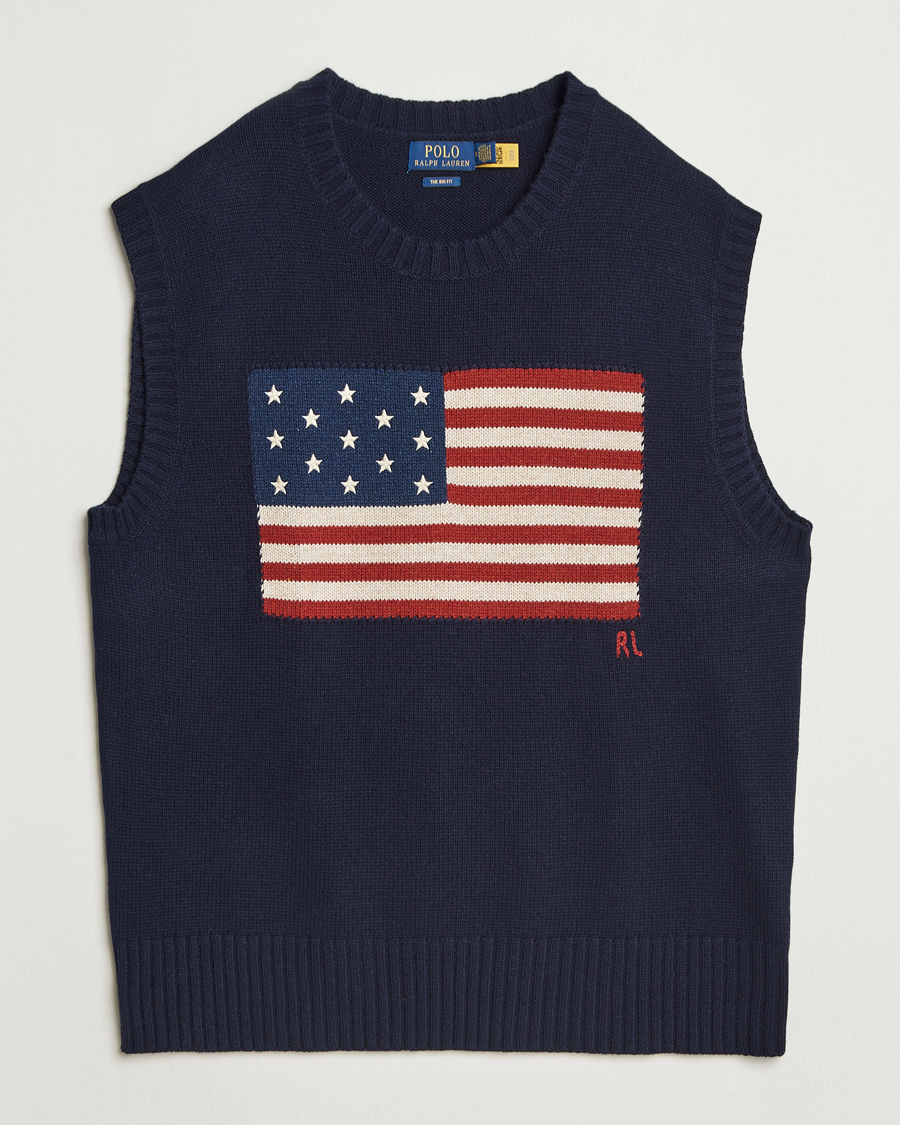 Men | Sweaters & Knitwear | Polo Ralph Lauren | US Flag Cotton/Wool Vest Hunter Navy