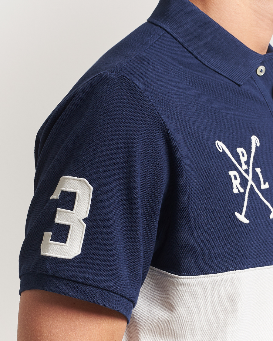 Men | Polo Shirts | Polo Ralph Lauren | Custom Slim Block Stripe Polo Newport Navy/Nevis
