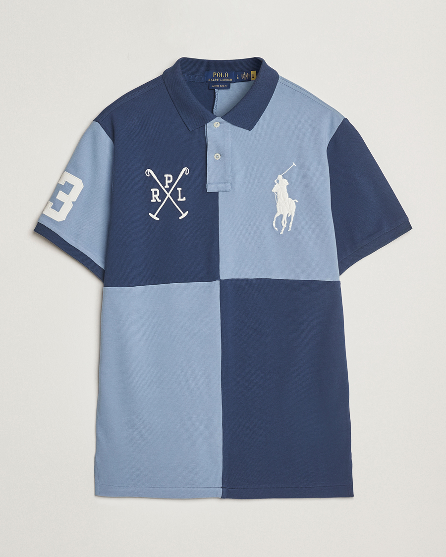 Men | Polo Shirts | Polo Ralph Lauren | Custom Slim Check Polo Rustic Navy/Channel Blue