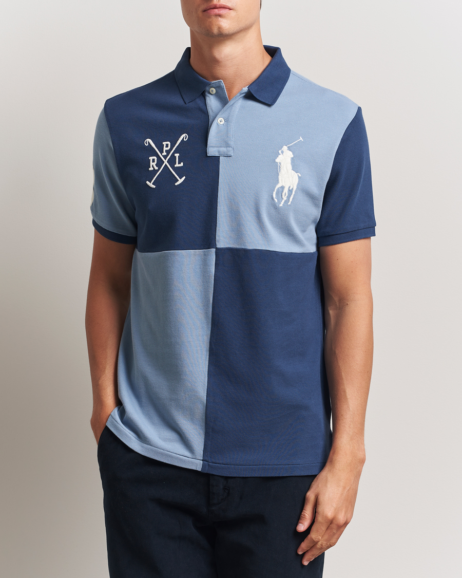 Men | Polo Shirts | Polo Ralph Lauren | Custom Slim Check Polo Rustic Navy/Channel Blue