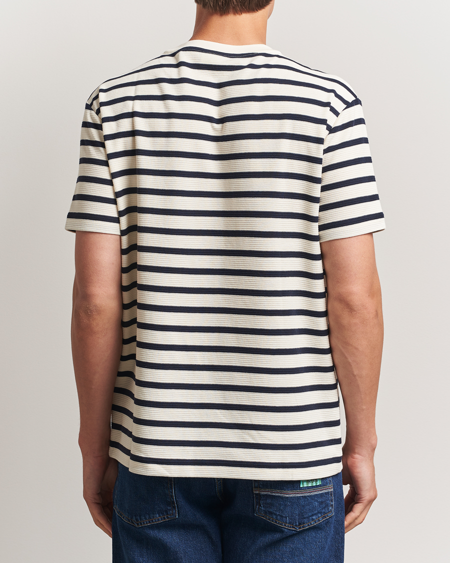 Men | T-Shirts | GANT | Waffle Textured Striped T-Shirt Cream