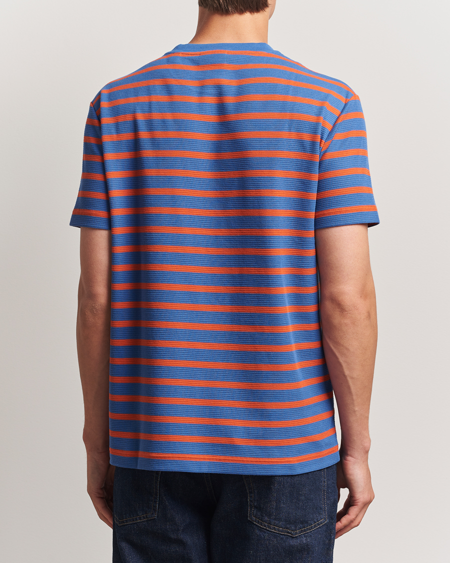 Men | T-Shirts | GANT | Waffle Textured Striped T-Shirt Rich Blue