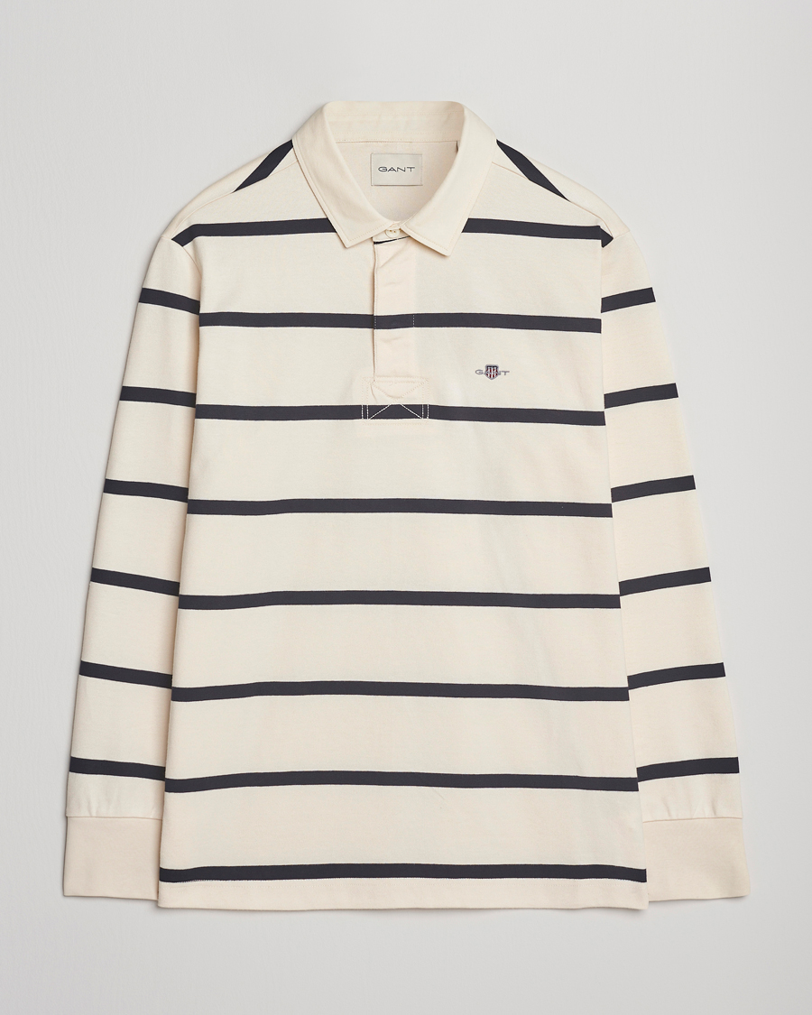 Men | Sweaters & Knitwear | GANT | Thin Stripe Heavy Rugger Cream