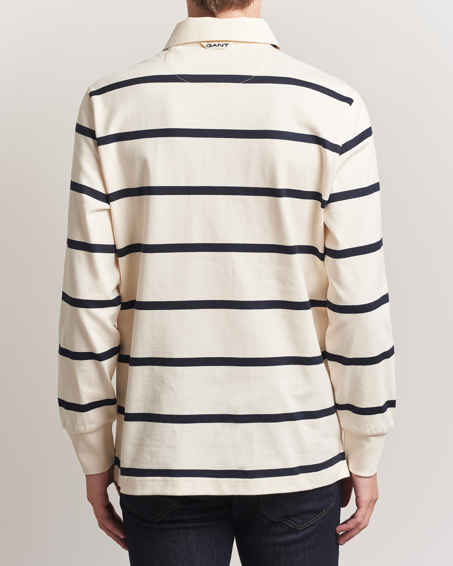 Men | Sweaters & Knitwear | GANT | Thin Stripe Heavy Rugger Cream