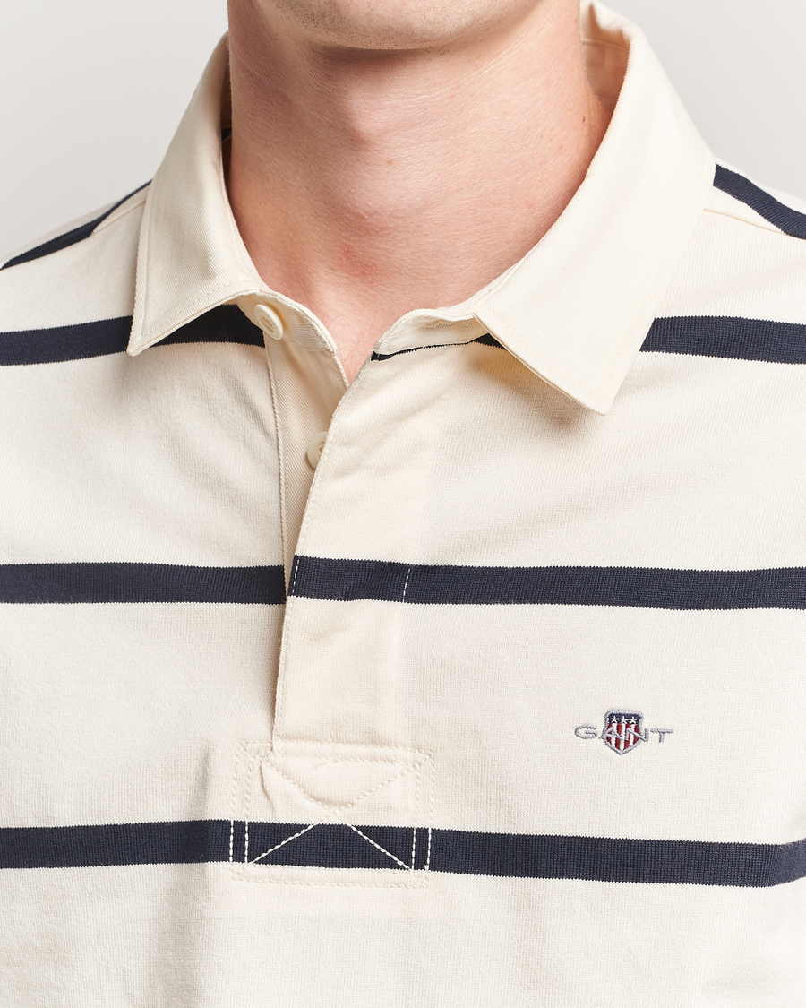 Men | Sweaters & Knitwear | GANT | Thin Stripe Heavy Rugger Cream