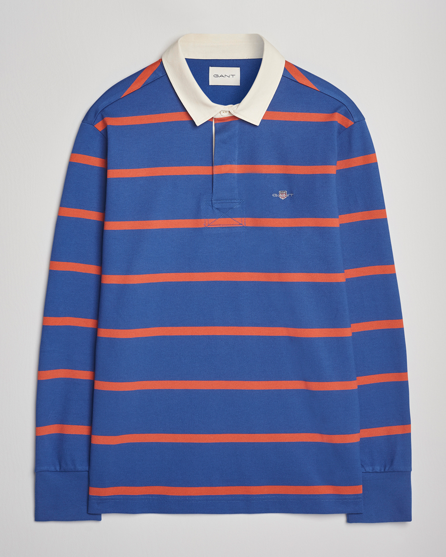 Men | Sweaters & Knitwear | GANT | Thin Stripe Heavy Rugger Rich Blue