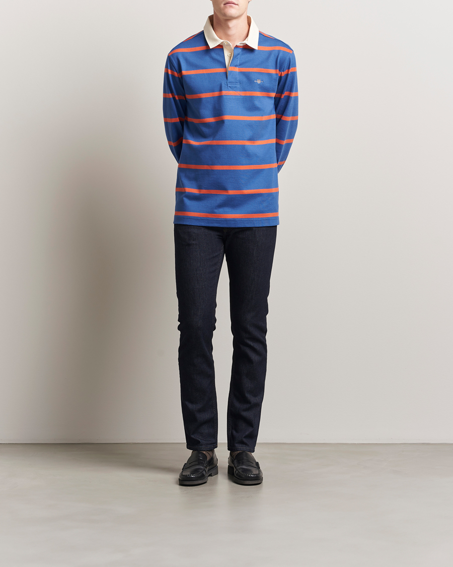 Men | Sweaters & Knitwear | GANT | Thin Stripe Heavy Rugger Rich Blue
