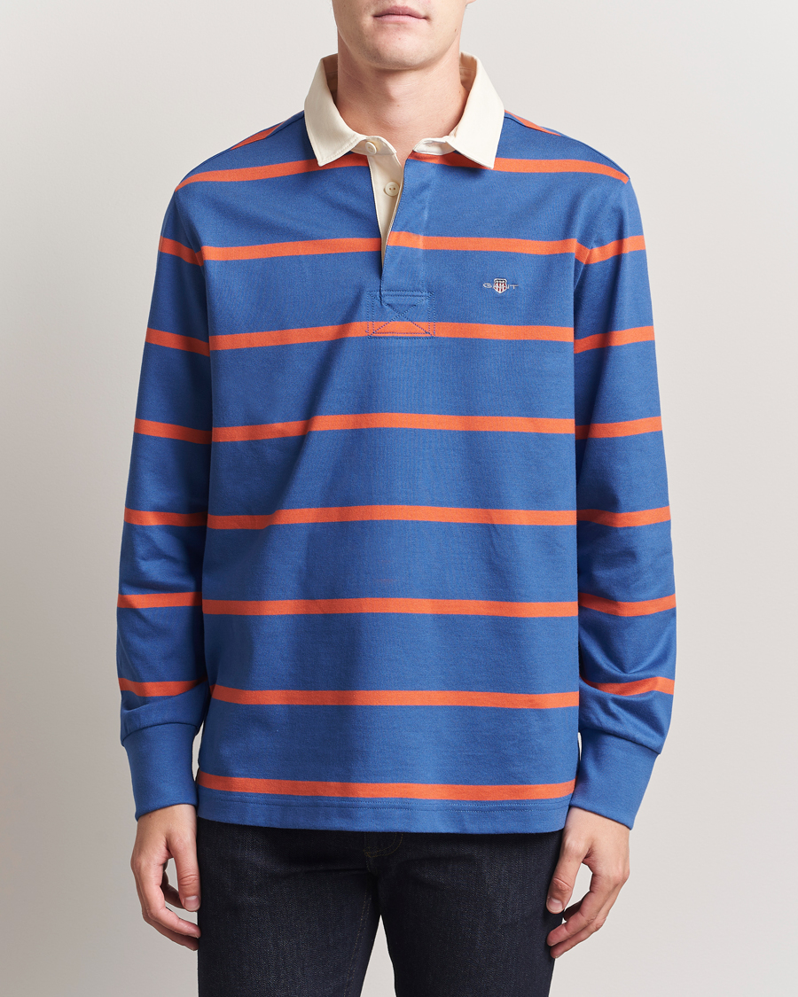 Men | Sweaters & Knitwear | GANT | Thin Stripe Heavy Rugger Rich Blue