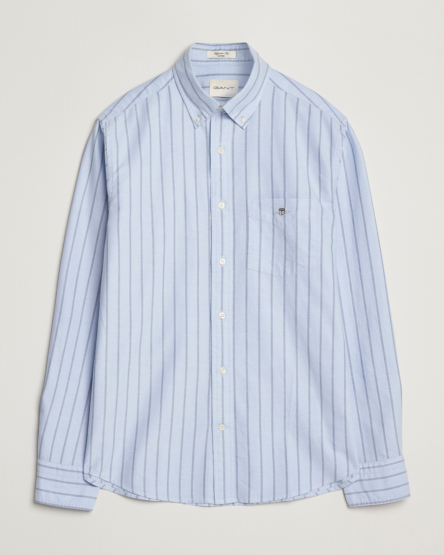 Men | Shirts | GANT | Regular Fit Classic Oxford Striped Shirt Light Blue