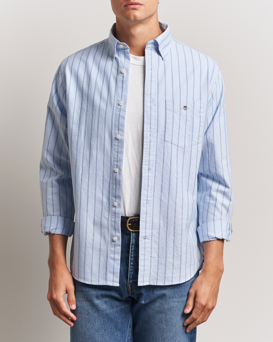 Men | Shirts | GANT | Regular Fit Classic Oxford Striped Shirt Light Blue