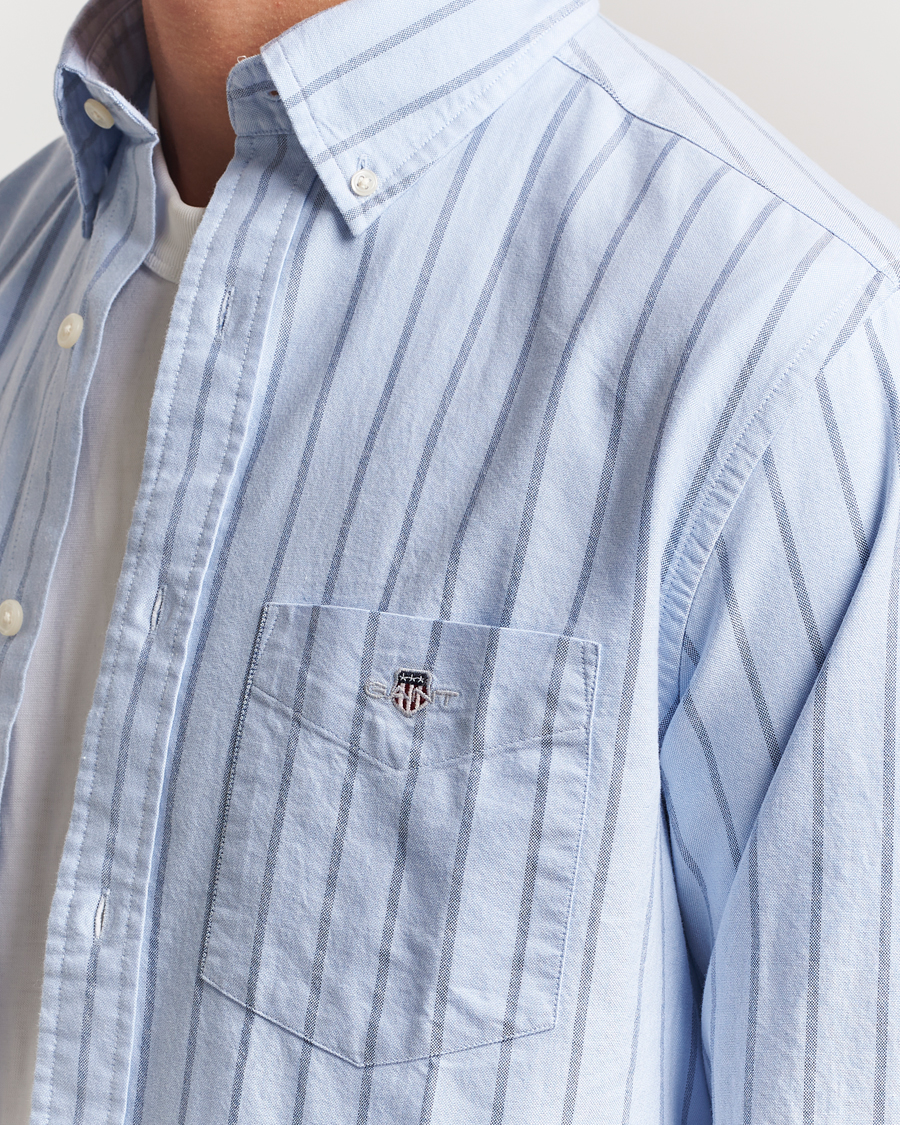 Men | Shirts | GANT | Regular Fit Classic Oxford Striped Shirt Light Blue