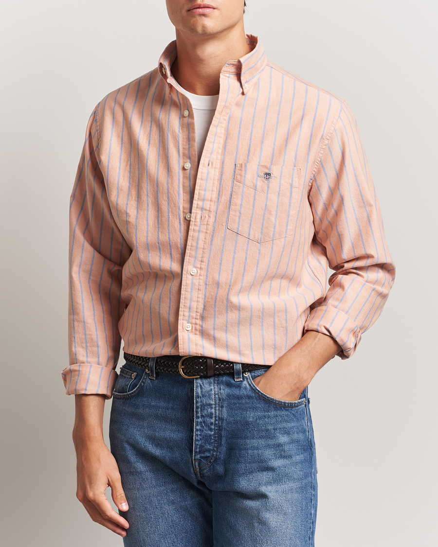 Men | Shirts | GANT | Regular Fit Classic Oxford Striped Shirt Orange