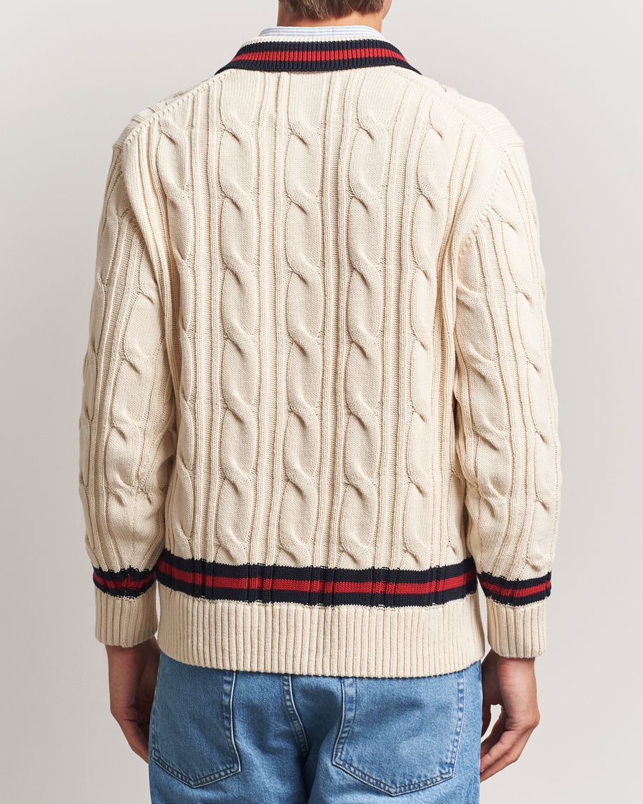 Men | Sweaters & Knitwear | GANT | Cable Heavy Knitted Polo Cream