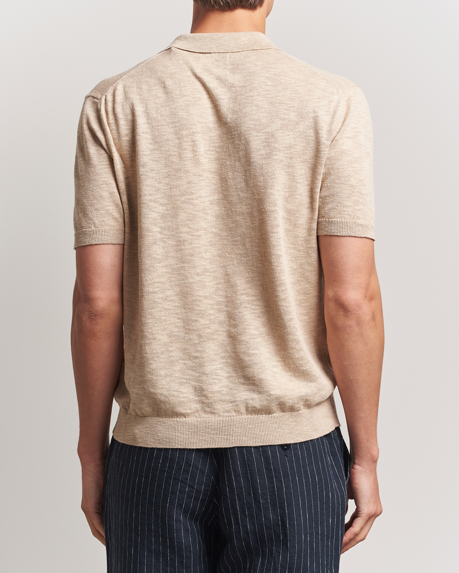 Men | Polo Shirts | GANT | Linen/Cotton Open Collar Polo Dry Sand
