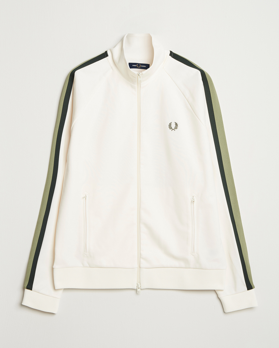 Men | Sweaters & Knitwear | Fred Perry | Two Colored Taped Track Jacket Light Ecru