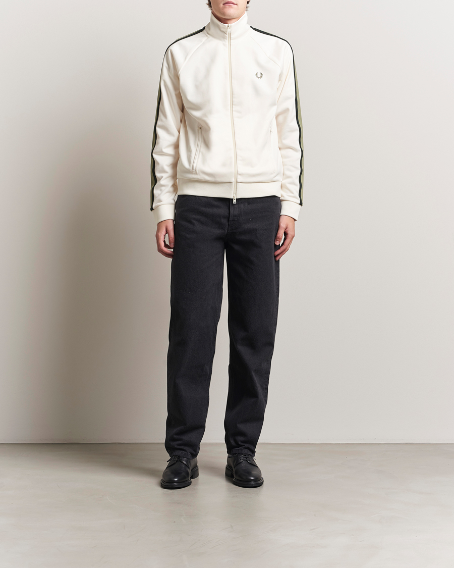 Men | Sweaters & Knitwear | Fred Perry | Two Colored Taped Track Jacket Light Ecru