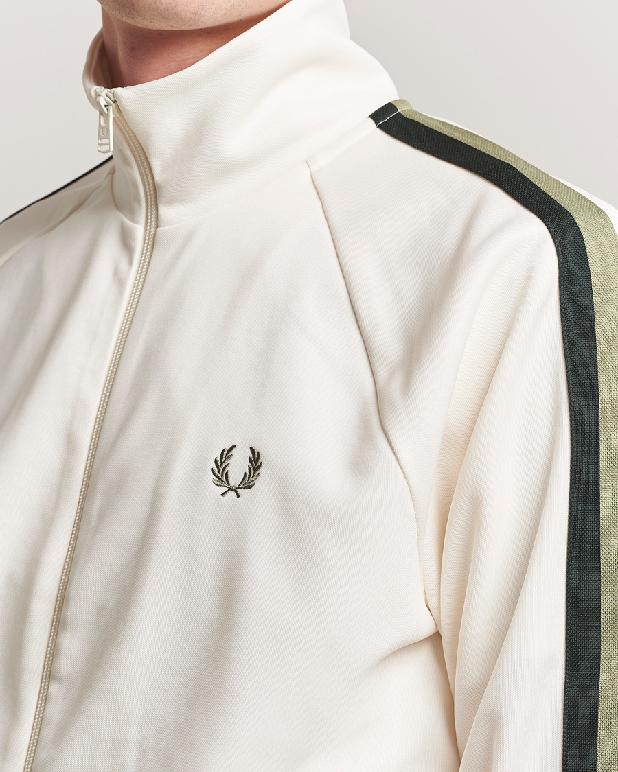 Men | Sweaters & Knitwear | Fred Perry | Two Colored Taped Track Jacket Light Ecru