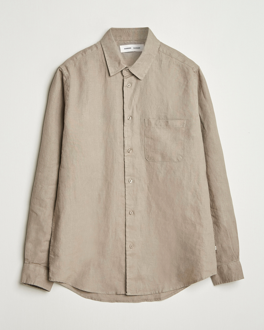 Men | Shirts | Samsøe Samsøe | Liam Linen Shirt Greige