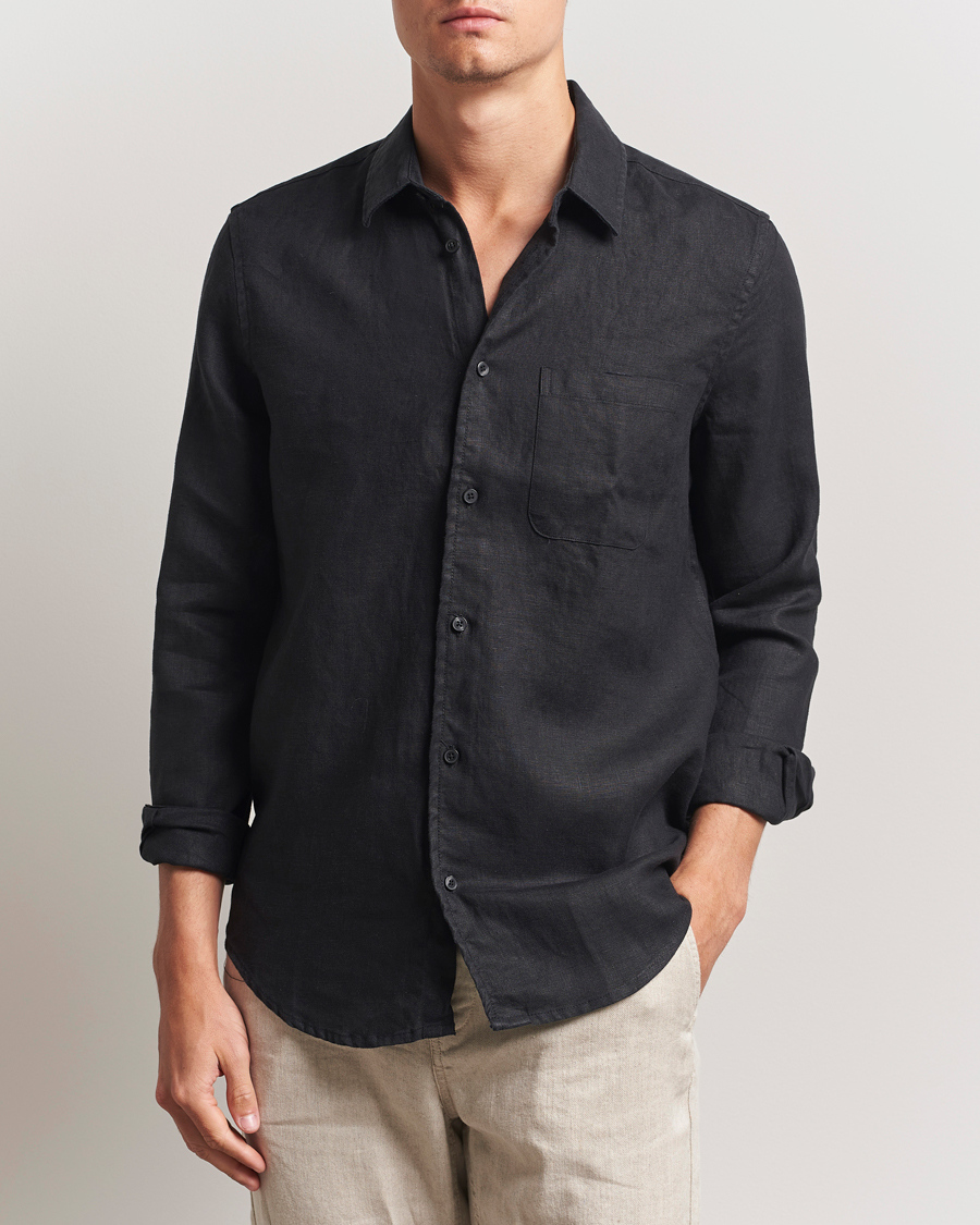 Men | Shirts | Samsøe Samsøe | Liam Linen Shirt Black