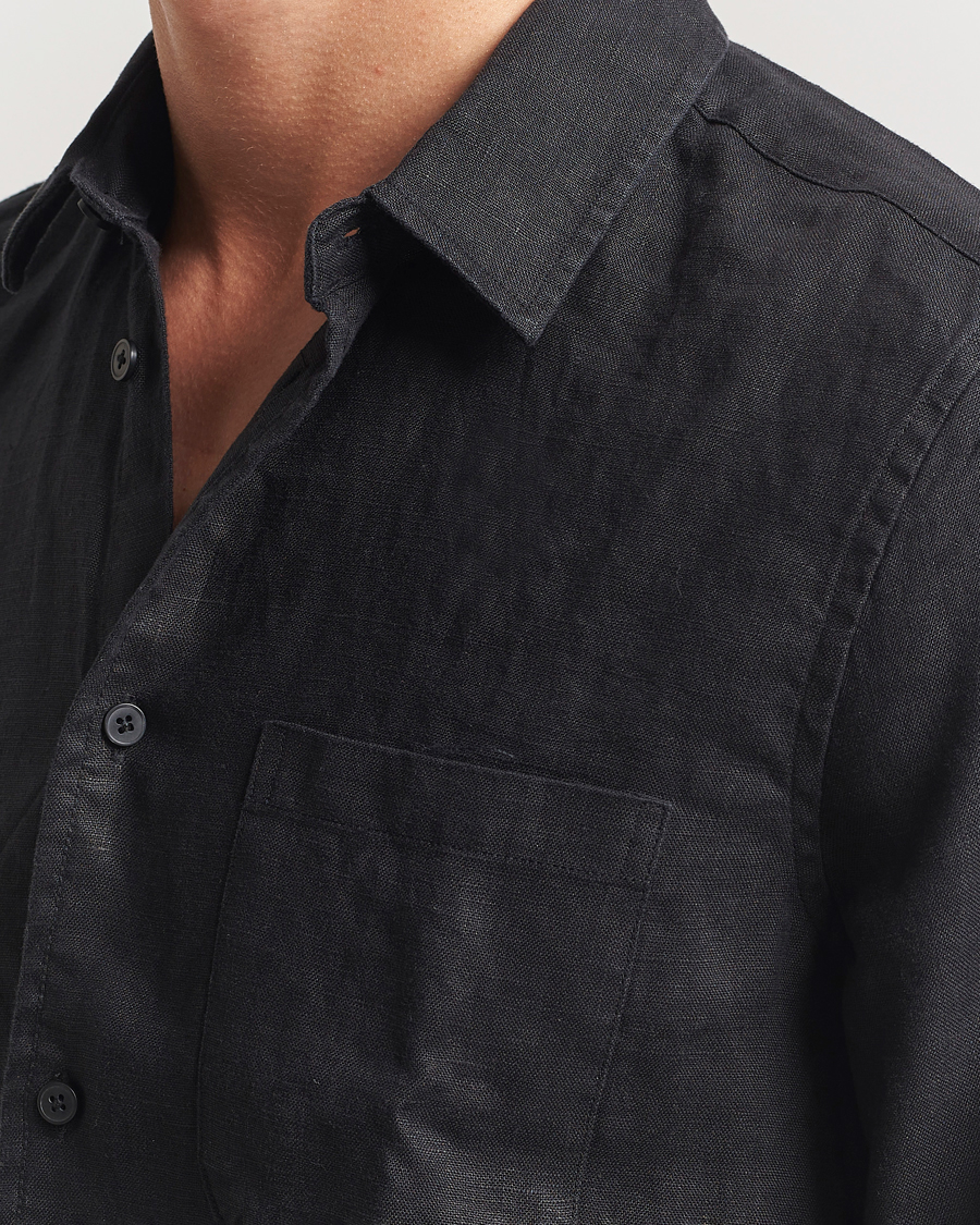 Men | Shirts | Samsøe Samsøe | Liam Linen Shirt Black