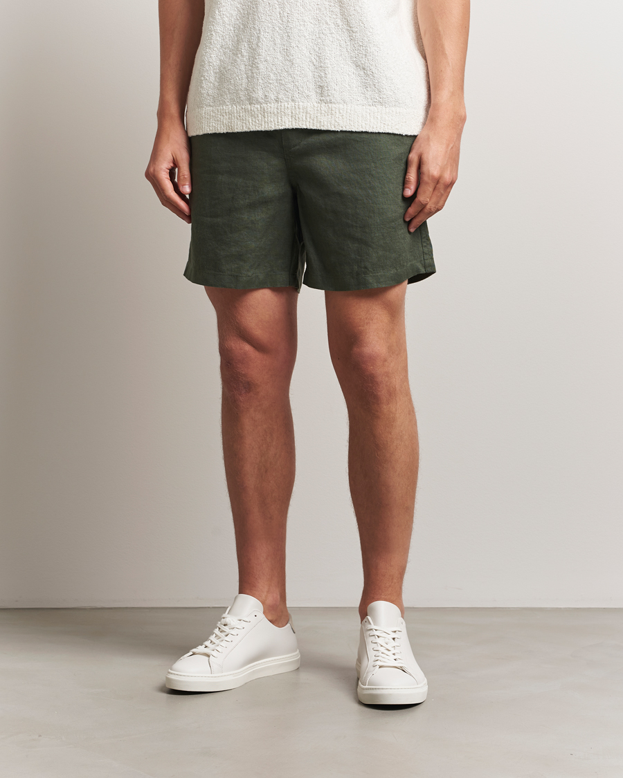 Men | Shorts | Samsøe Samsøe | Jabari Linen Drawstring Shorts Climbing Ivy
