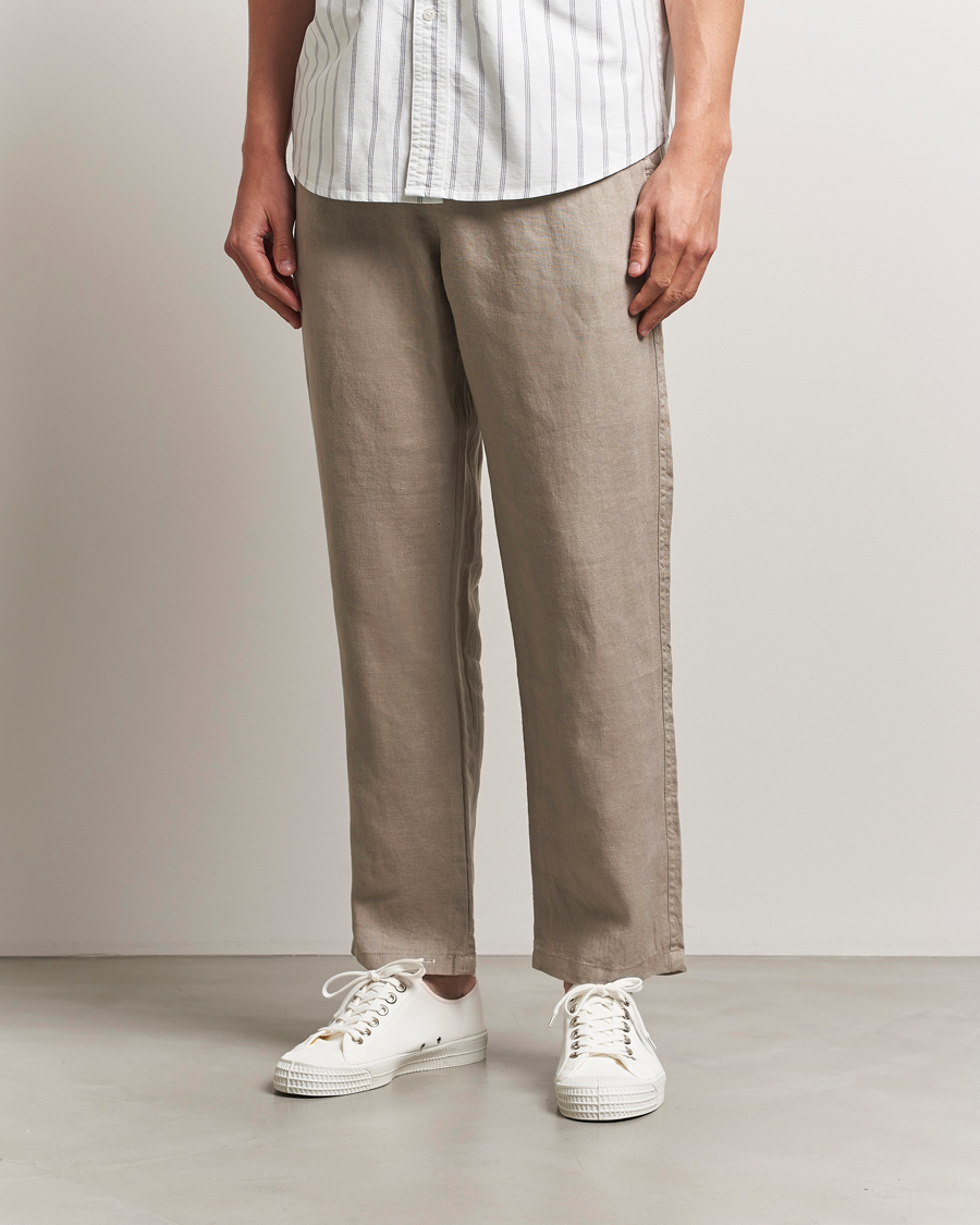 Men | Trousers | Samsøe Samsøe | Jabari Linen Drawstring Trousers Greige