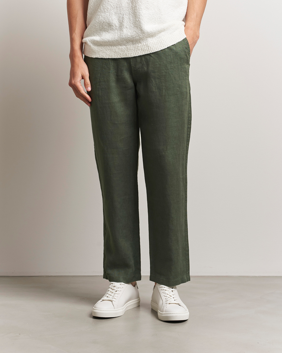 Men | Trousers | Samsøe Samsøe | Jabari Linen Drawstring Trousers Climbing Ivy
