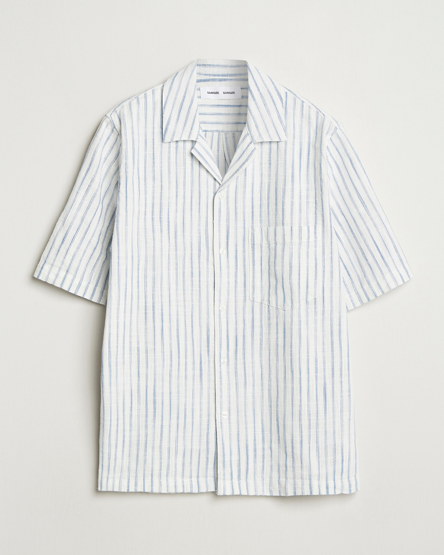 Men | Shirts | Samsøe Samsøe | Oscar Striped Short Sleeve Shirt Clear Cream
