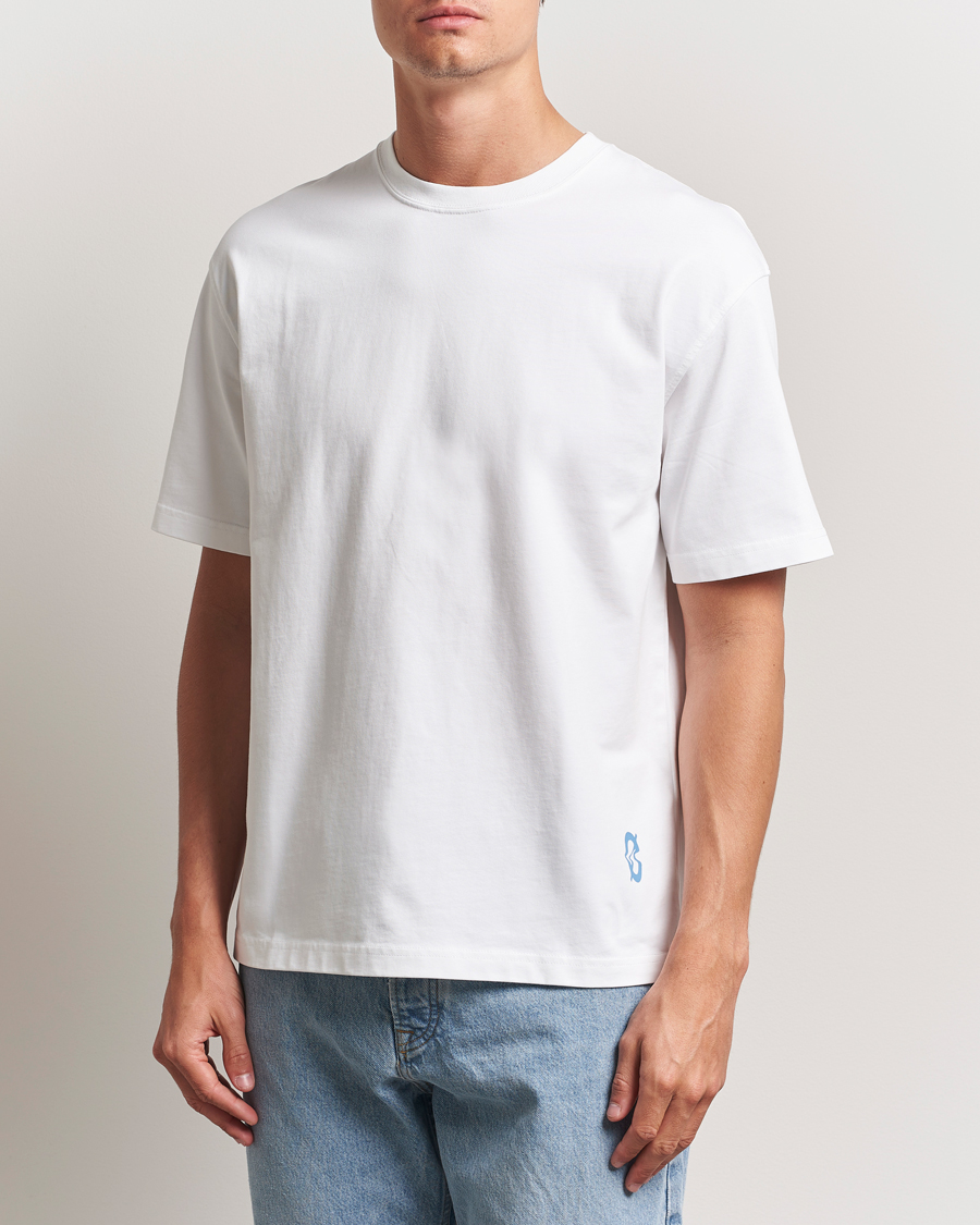 Men | T-Shirts | Samsøe Samsøe | Printed Swirl Crew Neck T-Shirt White