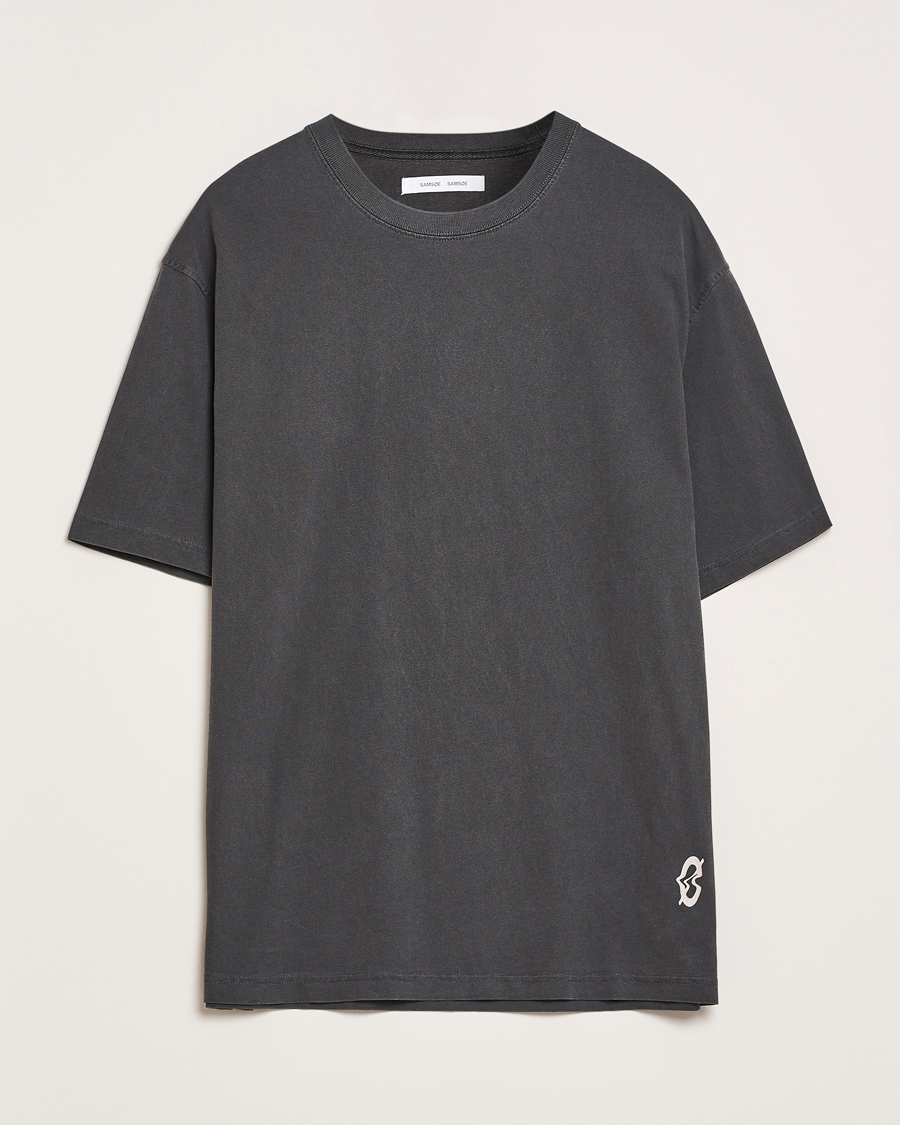 Men | T-Shirts | Samsøe Samsøe | Printed Swirl Crew Neck T-Shirt Washed Black