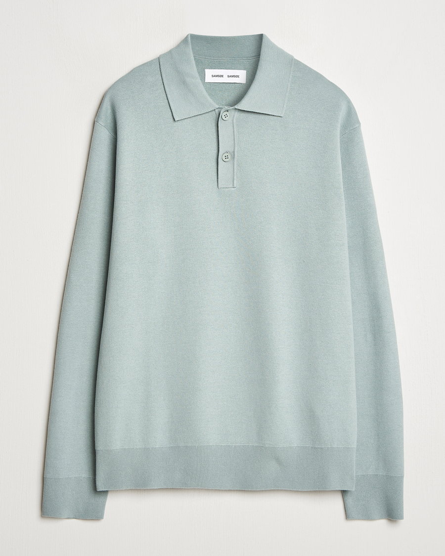 Men | Sweaters & Knitwear | Samsøe Samsøe | Nino Knitted Polo Abyss Green