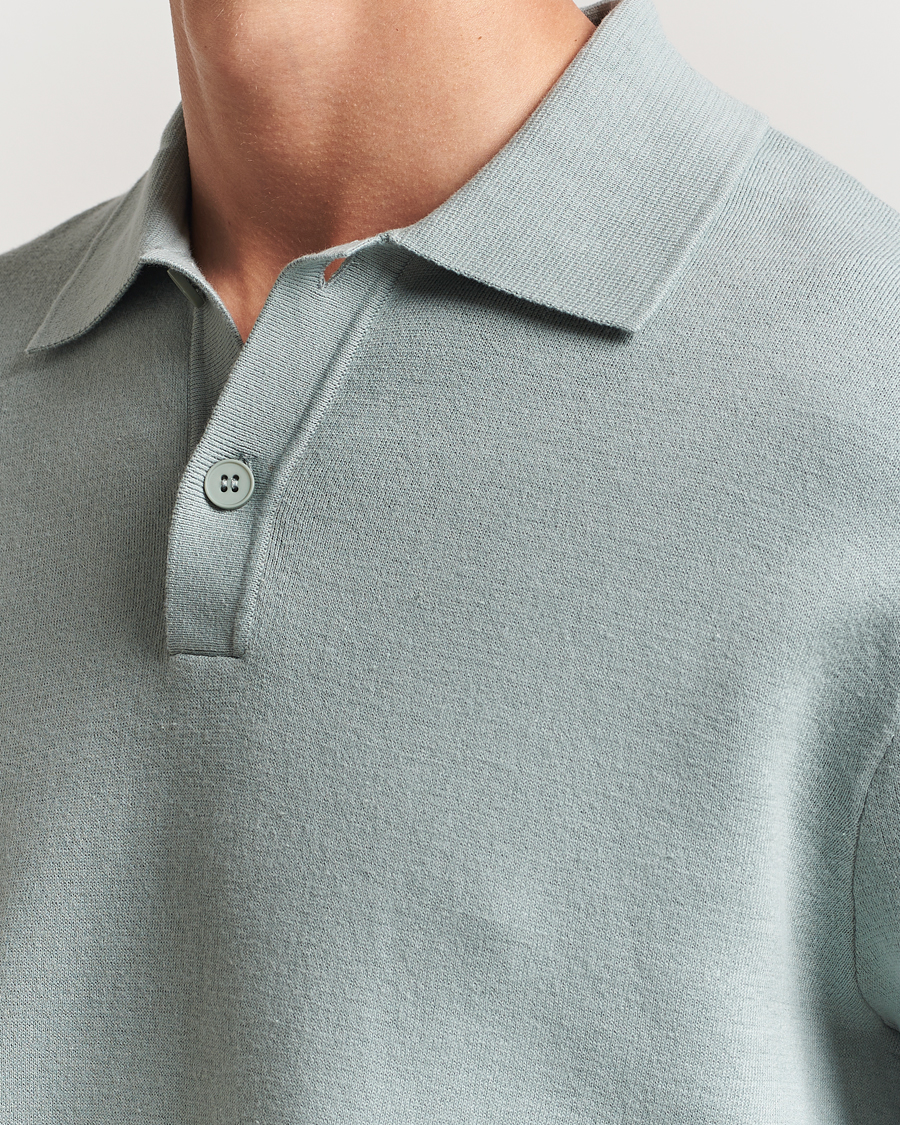 Men | Sweaters & Knitwear | Samsøe Samsøe | Nino Knitted Polo Abyss Green