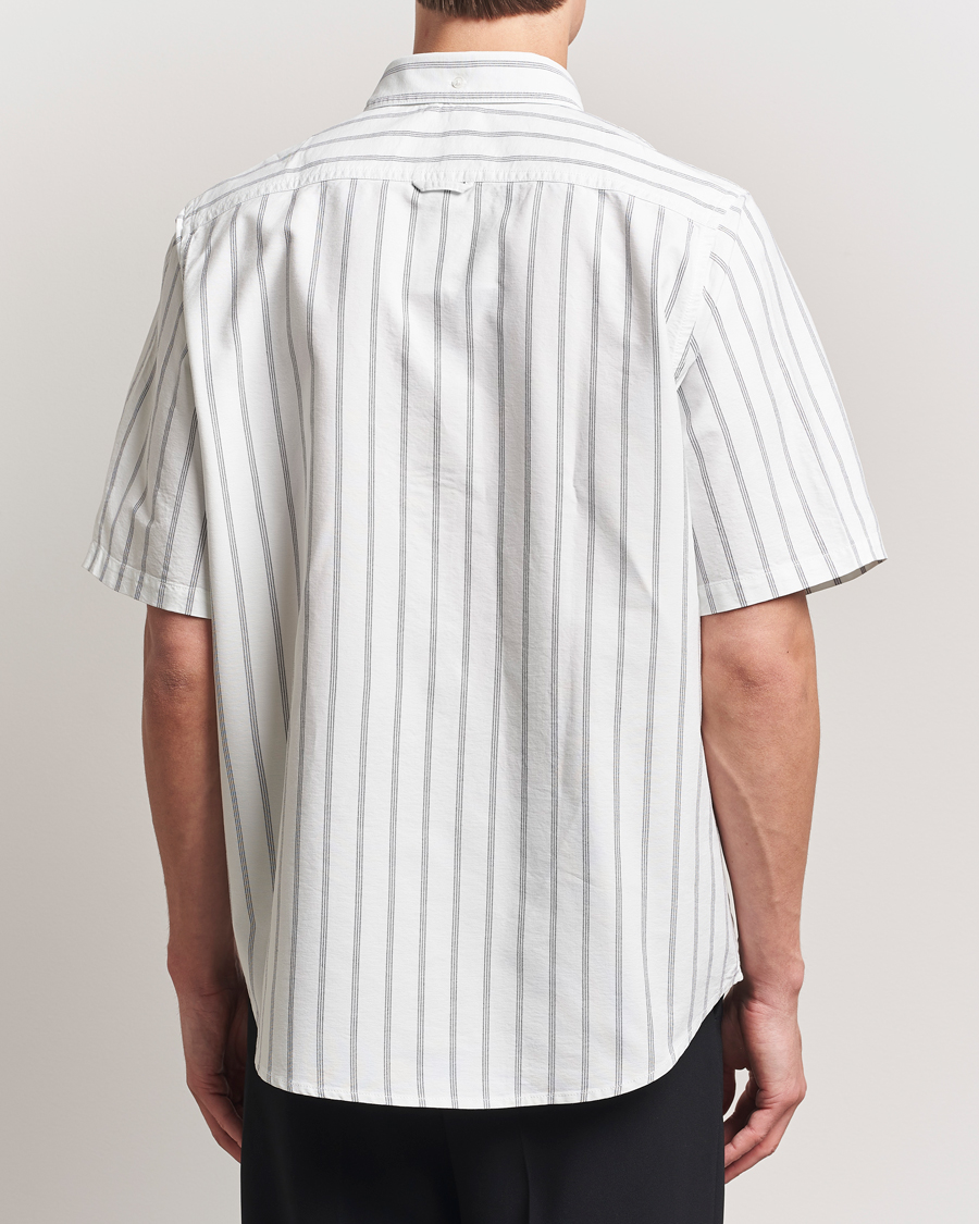 Men | Shirts | Filippa K | Striped Oxford Short Sleeve Shirt Pale Blue/Navy