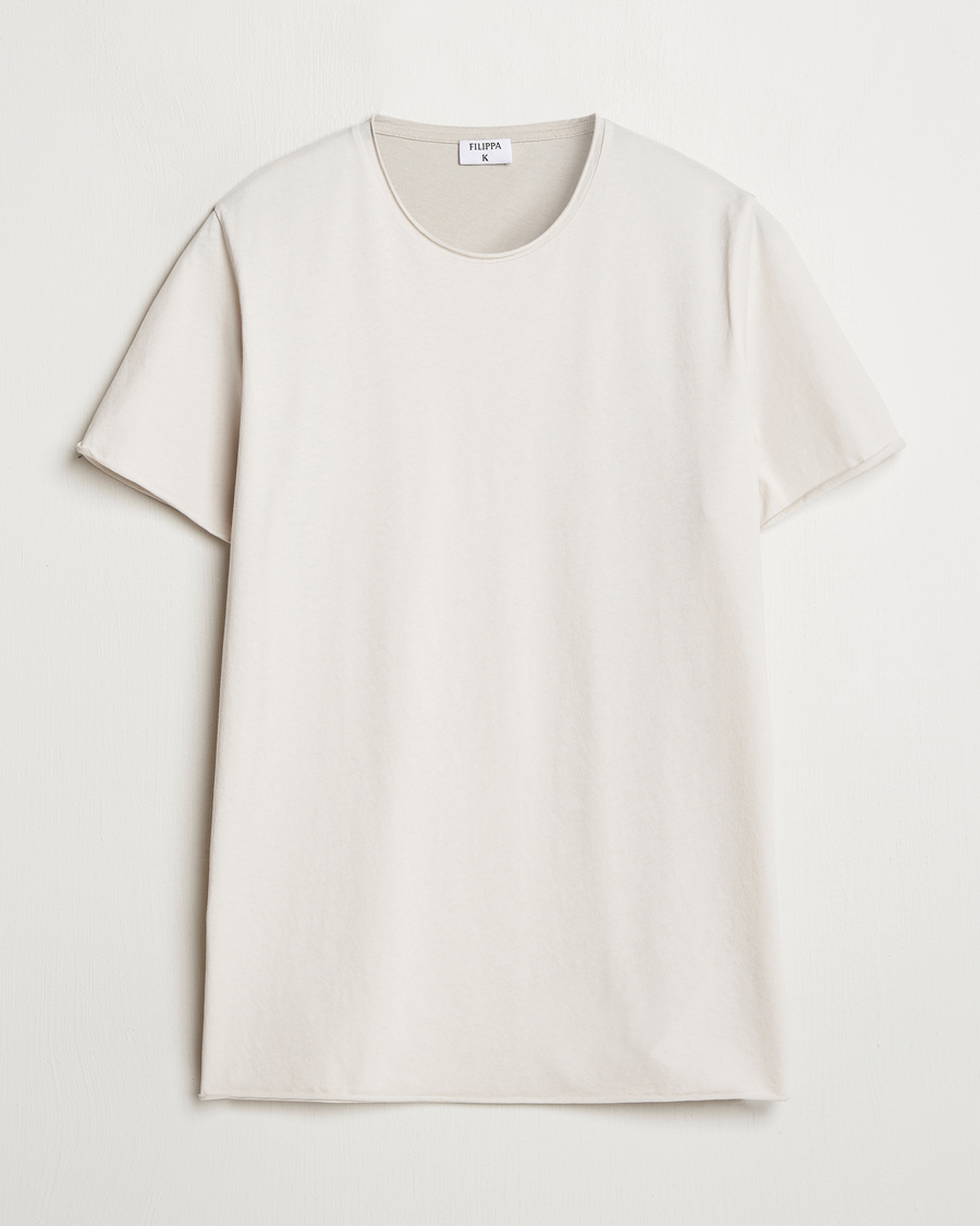 Men | T-Shirts | Filippa K | Roll Neck Crew Neck T-Shirt Chalk Grey